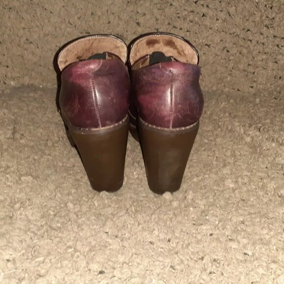 MAUD FRIZON-Deep Purple Leather/Patent-Rubber Heels-Loafers-Sz 38-Excellent - Picture 6 of 8